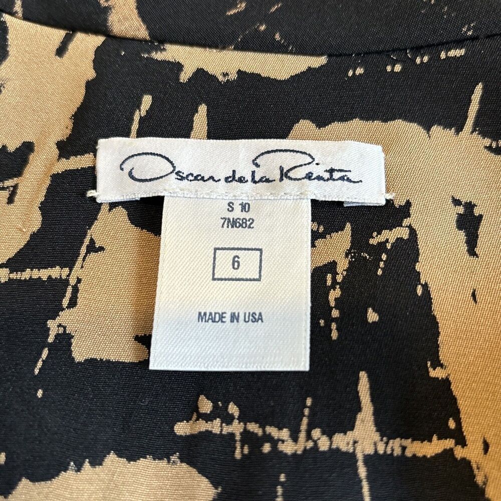 $2150 Oscar de la Renta Taupe and Black Silk Ruffle Dress Sz 6 brown black - Picture 9 of 16